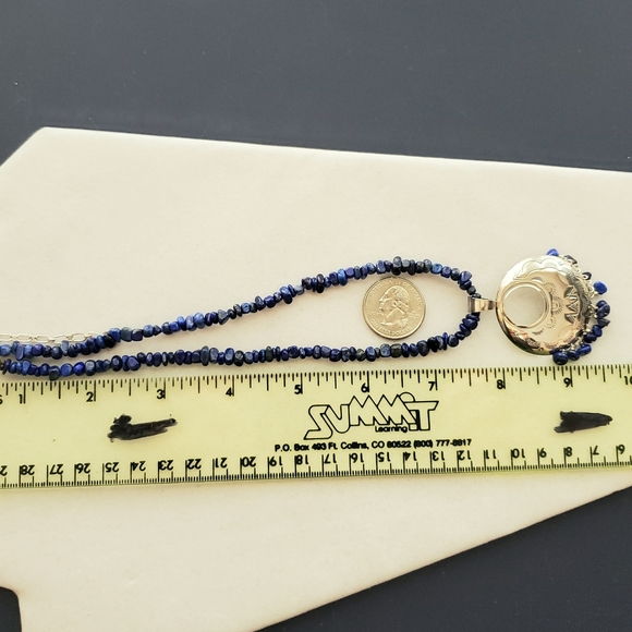 Sterling Silver Lapis Lazuli Gemstone Bead Necklace QT - Picture 12 of 16